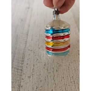 Vintage‎ accordion glass striped mini ornament Xmas tree
